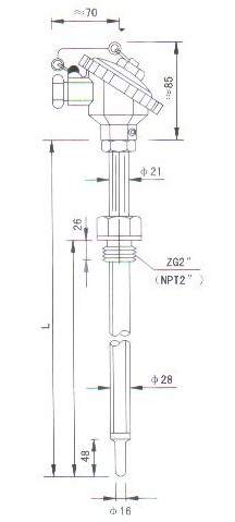 煙道、風道熱電偶（熱電阻）產品結構圖