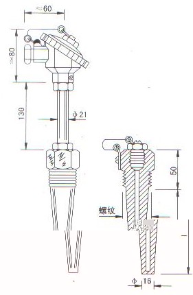 低溫低壓熱電偶（熱電阻）產品結構圖